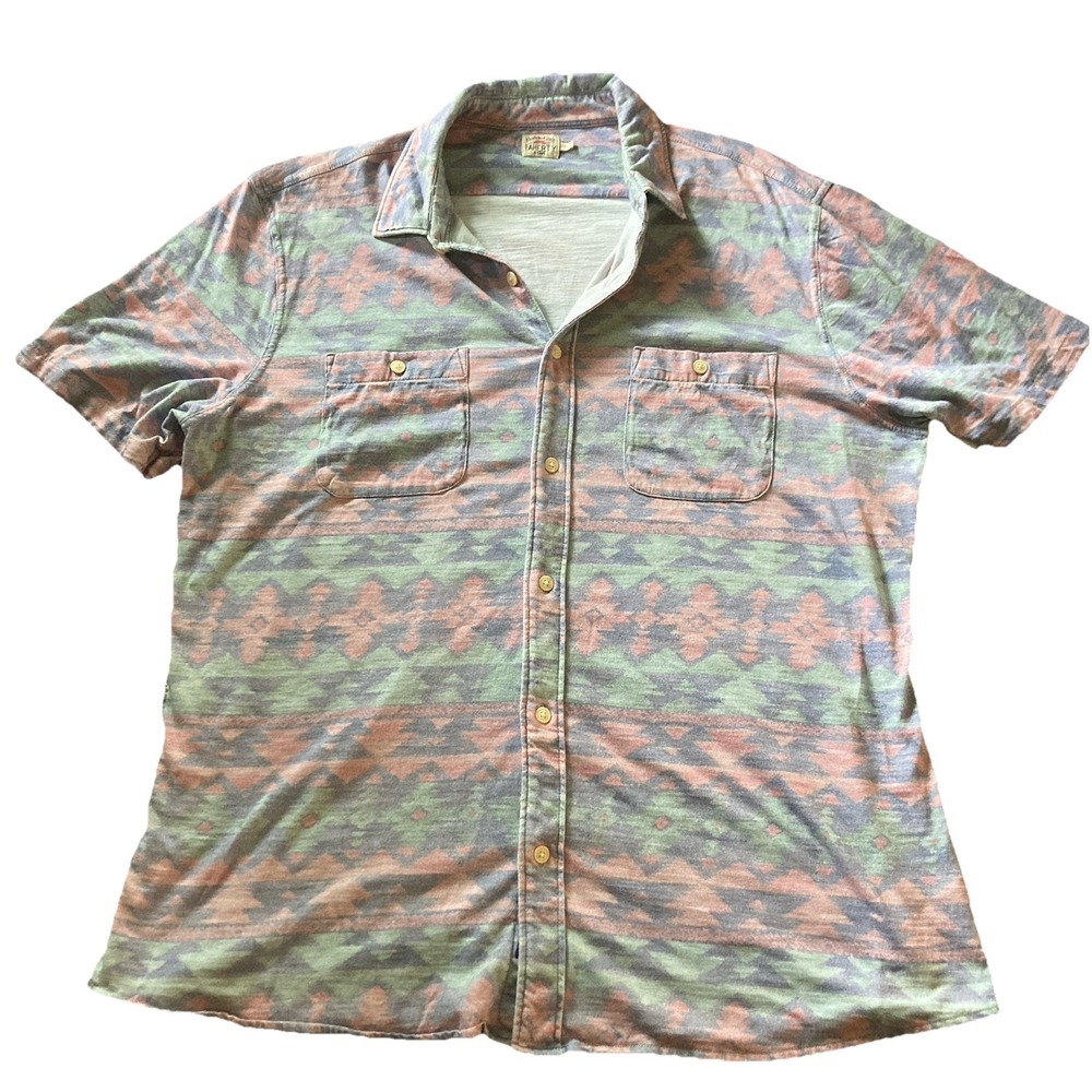 Faherty Doug Good Feather Men's XXL Shirt Geometric Southwest Organic Cotton - Picture 13 of 13